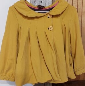 Vintage Cropped Swing Jacket Pleats Soft Cotton Spandex Retro Pin Up Boho Chic L